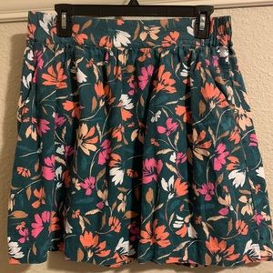 Loft Outlet Green Linen Blend Floral Knee Lenth Skirt, Womens Short Skirt size M